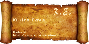 Kubina Ernye névjegykártya